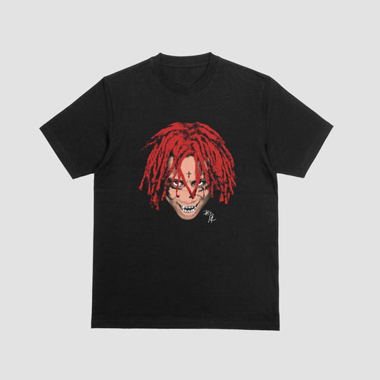 TRIPPIE FACE GRAPHIC PRINT SHORT SLEEVE T-SHIRT
